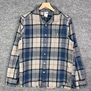 The North Face Plaid Flannel Shirt Mens M Blue Button Up Fall Thick Cotton‎